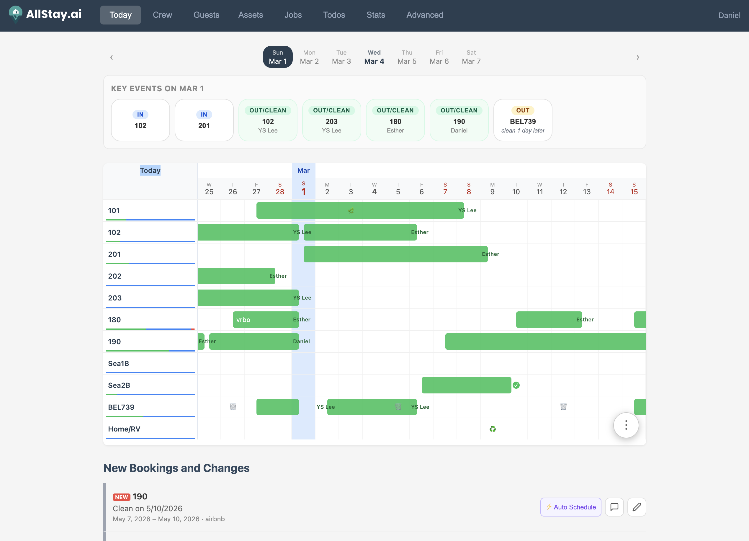 Unified multi-property calendar