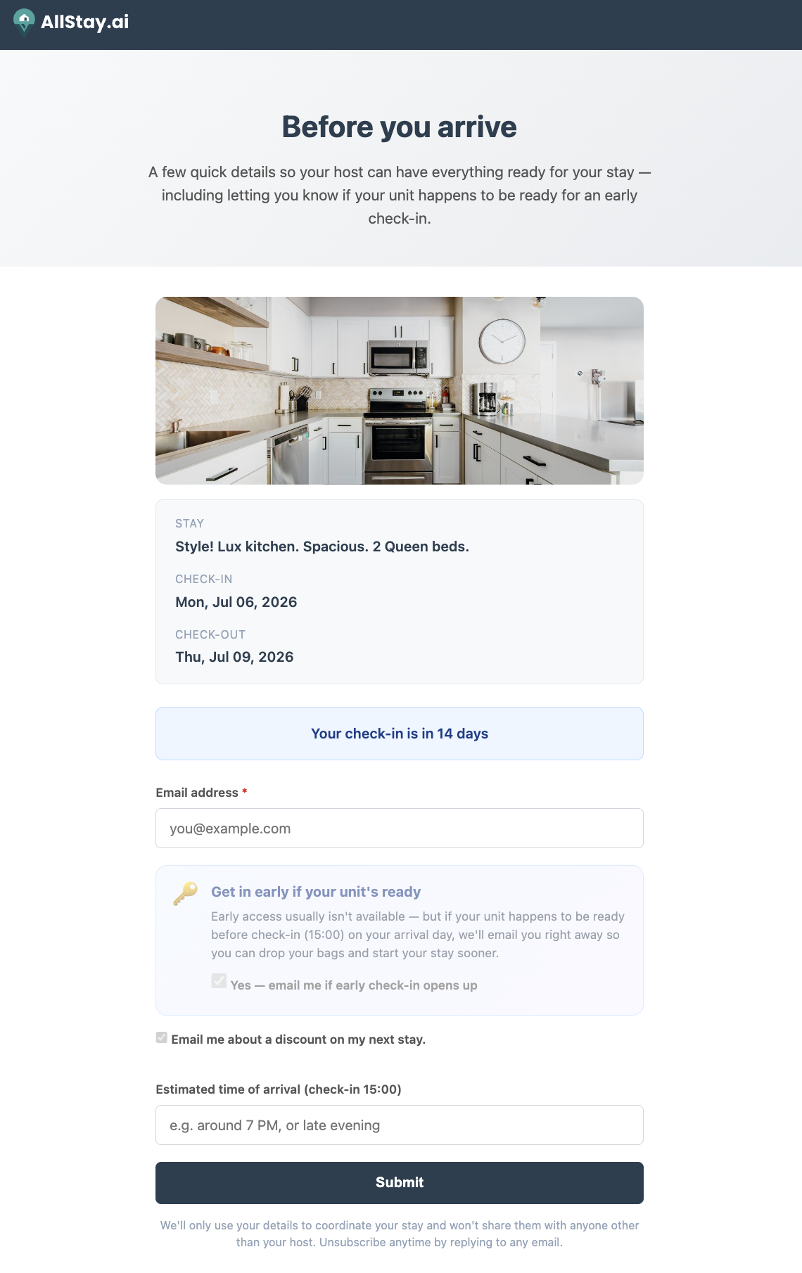 Preview the guest pre-check-in page