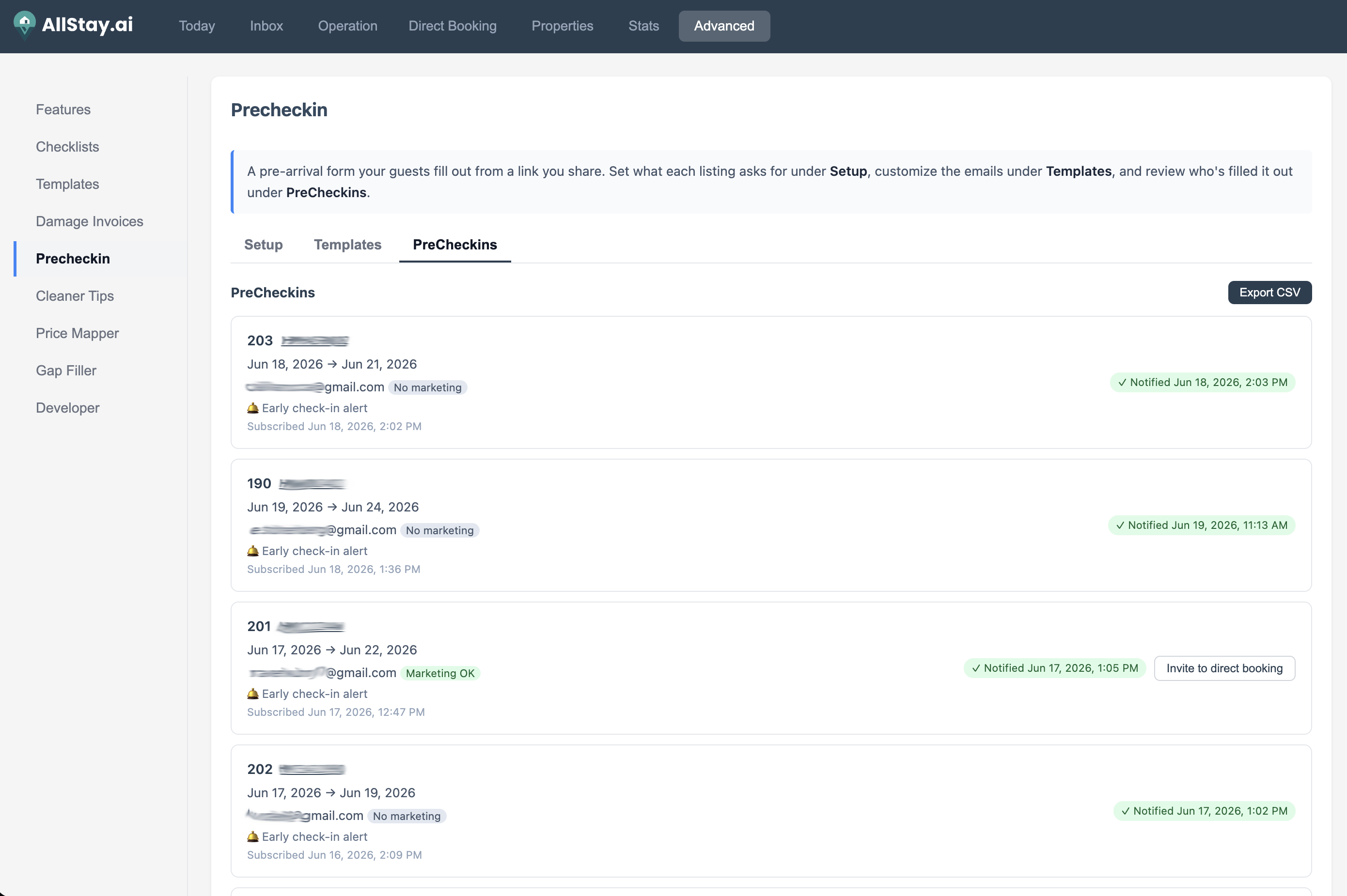 Collected guest details shown on the booking